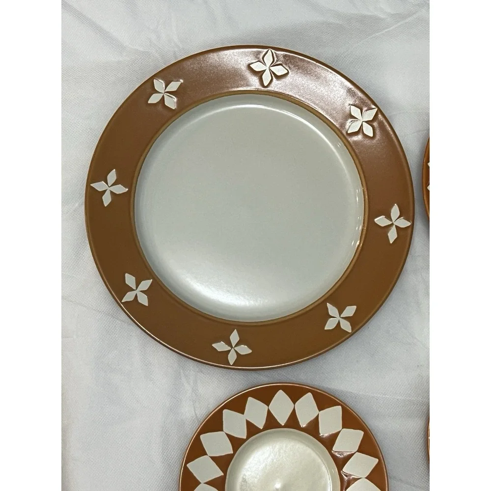 Vtg Pottery Barn Dune Persimmon Dinnerware Set Plates Bowl Mug Saucer MCM Boho